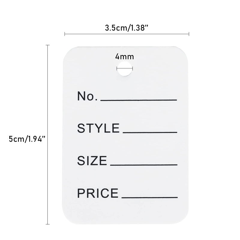 jijAcraft 1000Pcs Price Tags, White Clothing Tag for Retail, Small Kraft Paper Tags for Labeling Price, Size, Number, Writable Price Hangtag for Business Supplies Selling Jewlry, Clothes (1.9" X 1.4") - Image 2